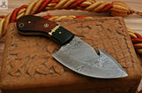 CUSTOM HANDMADE DAMASCUS GUTHOOK HUNTING KNIFE Handle Material: Bull Horn / Rose Wood / Brass / Brass Pins - ZB Knives Store