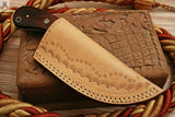 CUSTOM HANDMADE DAMASCUS GUTHOOK HUNTING KNIFE Handle Material: Bull Horn / Rose Wood / Brass / Brass Pins - ZB Knives Store