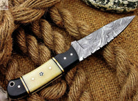 CUSTOM HANDMADE DAMASCUS HUNTING KNIFE Handle Material , horn , bone ZB Knives Store