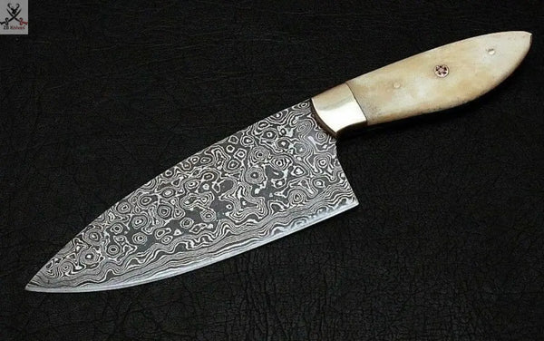 CUSTOM HANDMADE DAMASCUS STEEL CHEF KNIFE CAMEL BONE ZB Knives Store