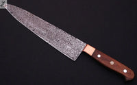 CUSTOM HANDMADE DAMASCUS STEEL CHEF KNIFE WITH LEATHER SHEATH ZB Knives Store