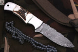 Custom Damascus Skinning Knife – Buffalo Horn Grip & Deer cutting Blade - ZB Knives Store