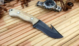 CUSTOM HANDMADE Old Timer Gut Hook Knife/ CAMEL BONE TANG WORK HANDLE - ZB Knives Store