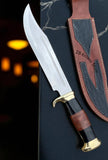 Crocodile Dundee Knife – 18" 440c Steel Blade with Buffalo Horn Handle, Brass Guard & Sheath - ZB Knives Store