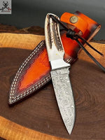 Custom handmade Damascus steel skinning hunting knife ZB Knives Store