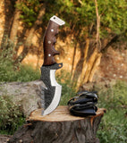Custom Hand Forged Steel Best Survival Camping Tracker Knife | Rosewood Handle | 10.5 Inches | Leather Sheath - ZB Knives Store