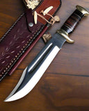 Custom_Handmade_Crocodile_Dundee_Bowie_Knife_with_Buffalo_Horn_and_Stacked_Leather_Handle