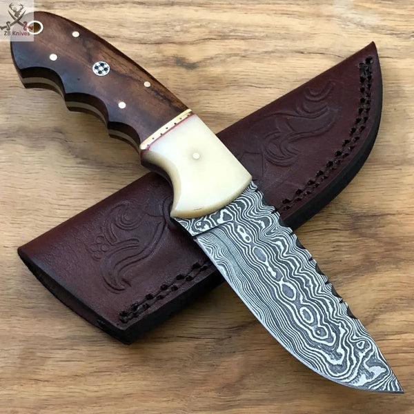 DAMASCUS STEEL HANDMADE HUNTING SKINNER BUSHCRAFT KNIFE 8 INCHES ZB Knives Store