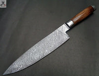 Damascus Knife Custom Handmade Kitchen Chef Knife WALNUT WOOD HANDLE ZB Knives Store