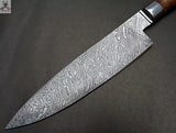 Damascus Knife Custom Handmade Kitchen Chef Knife WALNUT WOOD HANDLE - ZB Knives Store