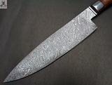 Damascus Knife Custom Handmade Kitchen Chef Knife WALNUT WOOD HANDLE ZB Knives Store