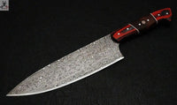 Damascus Knives Custom Handmade-13.25" inch PAKKA/ROSE WOOD Handle Chef Kitchen ZB Knives Store