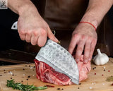 Damascus Serbian Cleaver Knife for Indoor/Outdoor BBQ Cooking Kitchen Chef Chopper Knife - ZB Knives Store