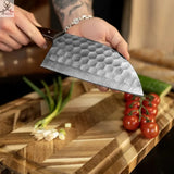 Damascus Serbian Cleaver Knife for Indoor/Outdoor BBQ Cooking Kitchen Chef Chopper Knife ZB Knives Store