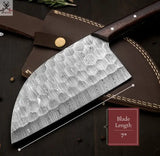 Damascus Serbian Cleaver Knife for Indoor/Outdoor BBQ Cooking Kitchen Chef Chopper Knife - ZB Knives Store