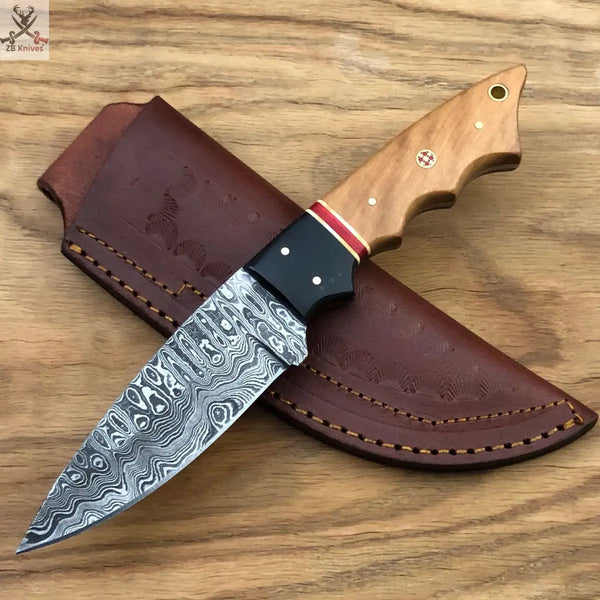 Damascus steel custom skinning knife 8.5'' ZB Knives Store