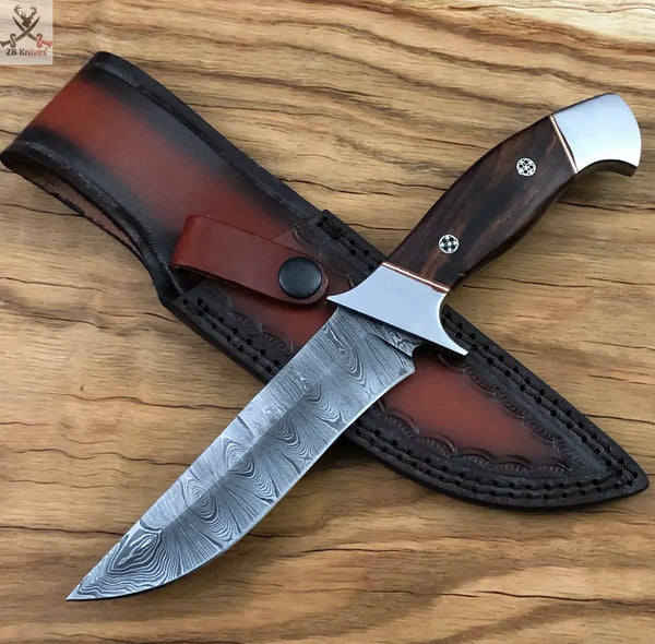 Damascus steel handmade hunting skinner Bushcraft collectible knife ZB Knives Store