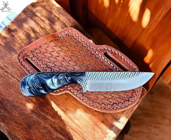 Handmade Cowboy Belt Knife with Rasp Tool Steel Blade ZB Knives Store