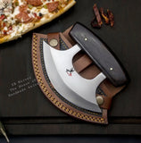 Handmade J2 Steel Ulu Knife for Indoor/Outdoor Kitchen or Camping Cutlery Brown African Wood Pizza 🍕 Cutting Slicer 🎁😉 ZB Knives Store