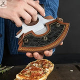 Handmade J2 Steel Ulu Knife for Indoor/Outdoor Kitchen or Camping Cutlery Brown African Wood Pizza 🍕 Cutting Slicer 🎁😉 - ZB Knives Store