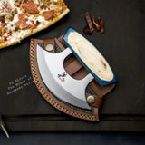 Handmade J2 Steel Ulu Knife for Indoor/Outdoor Kitchen or Camping Cutlery colour sheet Wood Pizza 🍕 Cutting Slicer 🎁😉 - ZB Knives Store