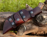 Damascus Steel Handmade Tom Brown Best Top Tracker Knife For Sale with Antler Horn, Rosewood and Brass Spacer Handle - 10 Inch Overall Length - ZB Knives Store