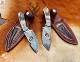 Hook Knife - Damascus Steel Turkey Cut Blade With Custom Belt Sheath - ZB Knives Store