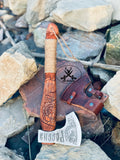 Viking Tomahawk for Sale - Engraved High Carbon Forged Steel Blade, Natural  Wood Handle with rope Wrap, Leather Sheath