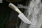 8" D2 Steel Knife Skins Deer - Hand - Forged Full Tang + Leather Sheath - ZB Knives Store