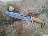 Rambo Knife for Sale - Custom Handmade Damascus Bowie with Olivewood Handle - ZB Knives Store