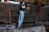 Rambo Knife for Sale - Custom Handmade Damascus Bowie with Rose Wood & Antler Horn - ZB Knives Store