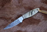 quality buck knives | Damascus Steel Blade & Sheep Horn Handle - ZB Knives Store