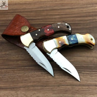 SET OF TWO HANDMADE HUNTING FOLDING POCKET KNIFE ZB Knives Store