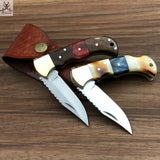 SET OF TWO HANDMADE HUNTING FOLDING POCKET KNIFE - ZB Knives Store