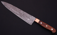 CUSTOM HANDMADE DAMASCUS STEEL CHEF KNIFE WITH LEATHER SHEATH