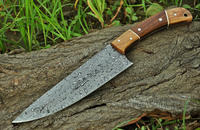 CUSTOM HANDMADE DAMASCUS CHEF KNIFE WITH LEATHER SHEATH