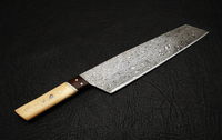 CUSTOM HANDMADE DAMASCUS CHEF KNIFE WITH LEATHER SHEATH