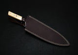 CUSTOM HANDMADE DAMASCUS CHEF KNIFE WITH LEATHER SHEATH