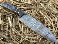 CUSTOM HANDMADE DAMASCUS CHEF KNIFE WIH LEATHER SHEATH