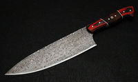 Damascus Knives Custom Handmade-13.25" inch PAKKA/ROSE WOOD Handle Chef Kitchen