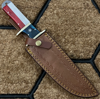 Damascus Steel Custom Handmade Texas Flag Hunting Bowie knife 12 inches