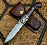 Damascus steel custom handmade pocket folding knife