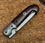 Damascus steel custom handmade pocket folding knife