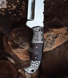 J2 Steel Tanto Blade Knife – Tactical Fixed Blade + Buffalo Horn Handle & Leather Sheath (9.5”) - ZB Knives Store