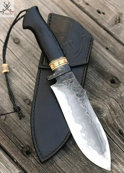 Texture shape HAND FORGED High carbon monster 👿 Hunting knife+ Leather sheath😍😍 ZB Knives Store