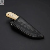 The Fieldmaster's Companion: 7.5 - Inch Skinning Hunting Knife with Full Tang D2 Steel Blade, Bone Handle, and Steel Bolster - ZB Knives Store