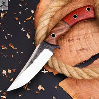 The Outdoorsman's Choice: 10-Inch Hunting Knife with Full Tang 1095 Steel Blade, Rosewood and Red Exotic Wood Handle ZB Knives Store