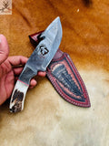 Hook Knife - Damascus Steel Turkey Cut Blade With Custom Belt Sheath - ZB Knives Store