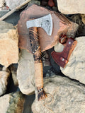 Best AXE - Engraved Forged Steel Head, Ash Wood Handle with rope Wrap - ZB Knives Store