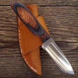2 3/4" Blade Knife - Coffee Colored Wood Handle knife sheath - ZB Knives Store